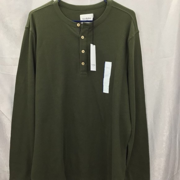 Goodfellow & Co. 1/4 button Long Sleeve Thermal Green Size Large NWT - Picture 4 of 8